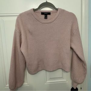 Pink Semi-Cropped Bell Sleeve Sweater
